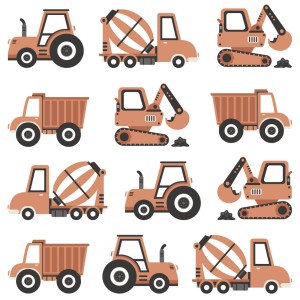 PASTELOWE LOVE - WALL STICKERS CONSTRUCTION VEHICLES BOHO