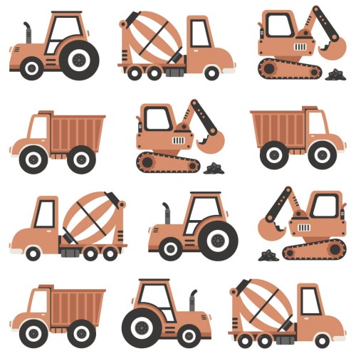wall sticker construction vehicles boho