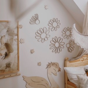 CUT IT NOW - WOODEN ONE-LINE STYLE WALL FLOWERS PATTERN 2