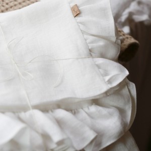 BABYLY -  LINEN BEDDING COVER WITH FLOUNCE WHITE