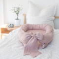 linen baby nest with bow