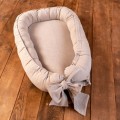 linen baby nest with bow