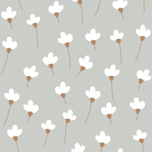 DEKORNIK - WALLPAPER SIMPLE DAISIES ON GRAY