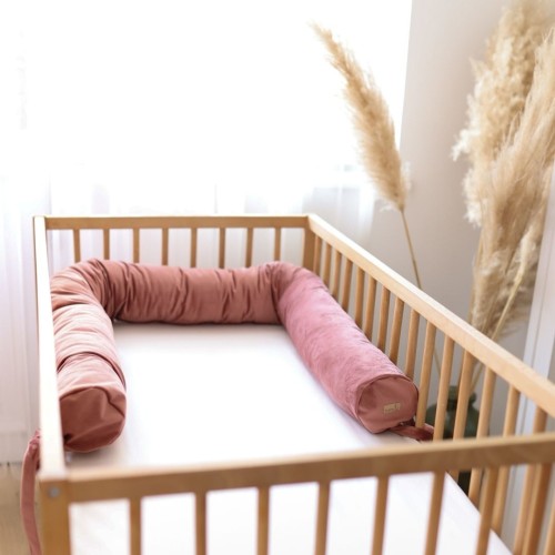 bed bumper velvet dirty pink