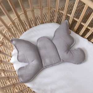 BABYLY - LINEN ANTI-SHOCK BUTTERFLY PILLOW GREY
