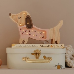LITTLE LIGHTS - PUPPY MINI LAMP CHERRIES ON PINK