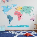 world map colorful wall sticker for childrens room