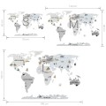 world map grey wall sticker for children