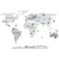 world map grey wall sticker for children