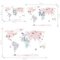 world map pink wall sticker children room decorations