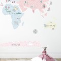 world map pink wall sticker children room decorations