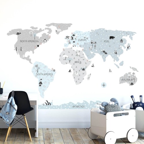 world map eco wall sticker childrens room