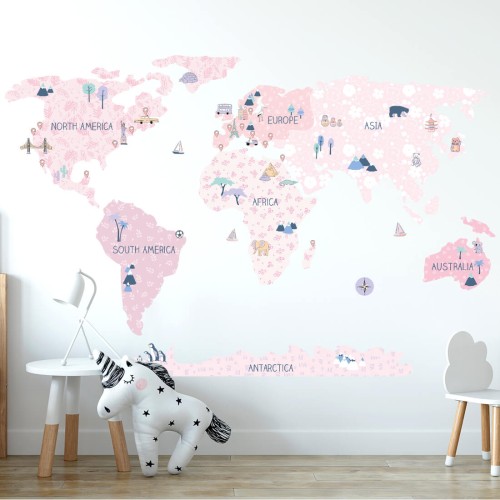 world map spring wall sticker kids room
