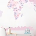 world political map pink sticker children