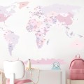 world political map pink sticker children