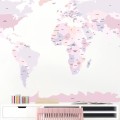 world political map pink sticker children