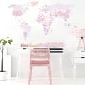 world political map pink sticker children