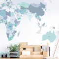world political map blue wall sticker children