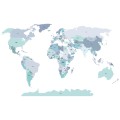 world political map blue wall sticker children