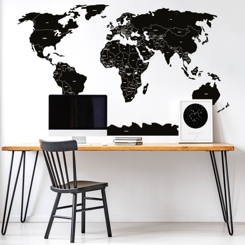 world political map black sticker children