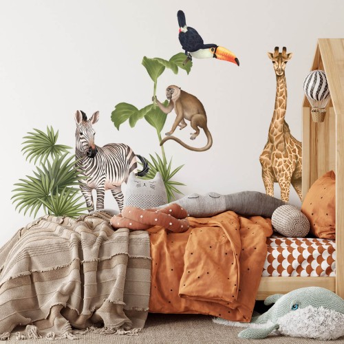 safari animals wall stickers for kids