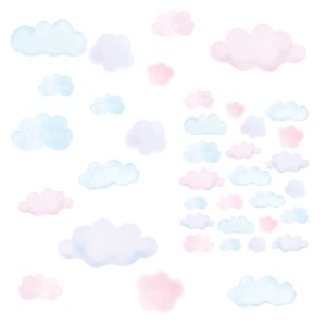 PASTELOWE LOVE - WALL STICKER MINI CLOUDS PINK