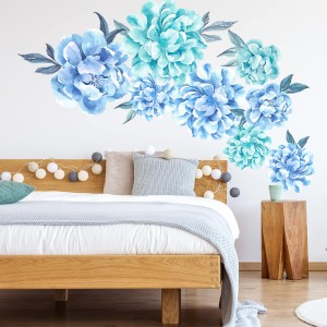 PASTELOWE LOVE - WALL STICKERS BLUE PEONIES