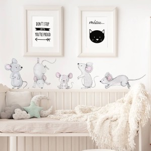 PASTELOWE LOVE - WALL STICKERS MICE FAMILY