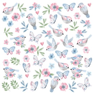 PASTELOWE LOVE - WALL STICKERS PINK BIRDS