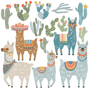 PASTELOWE LOVE - WALL STICKERS  BROWN LLAMAS