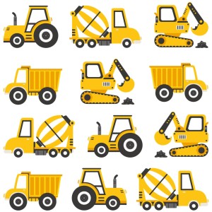 PASTELOWE LOVE - WALL STICKERS YELLOW CONSTRUCTION VEHICLES