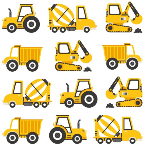 yellow construction vehicles