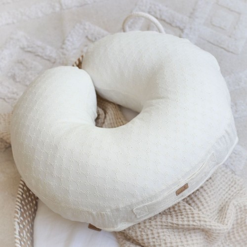 embroidered feeding pillow  ecru