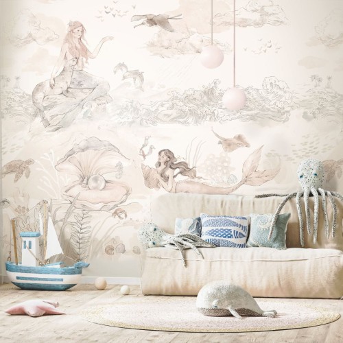 wallapaper for girls with mermaid sepia