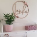 decoration with flowers and kids name