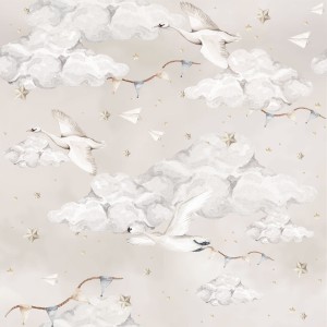 DEKORNIK - WALLPAPER SWANS ON THE BEIGE SKY