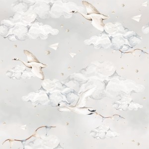 DEKORNIK - WALLPAPER SWANS ON THE BLUE SKY