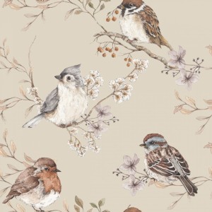 DEKORNIK - WALLPAPER BIRDS BEIGE