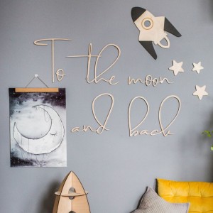 CUT IT NOW - WOODEN INSCRIPTION TO THE MOON AND BACK
