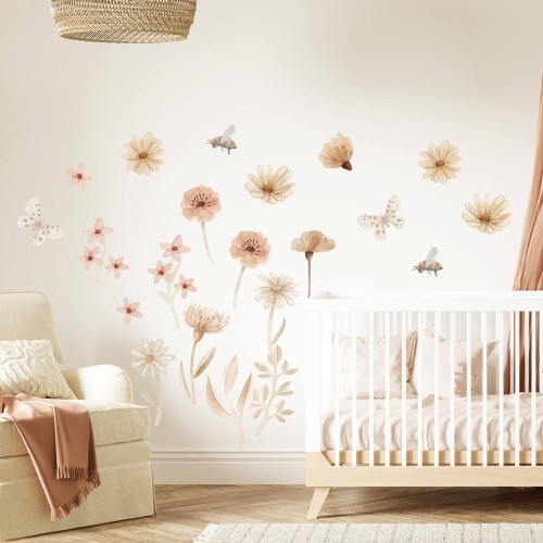 wall sticekr for girls room with flowers