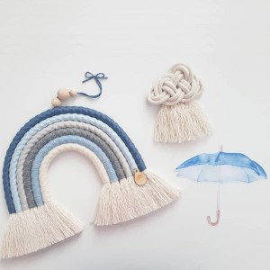 MIMOMO - BLUE RAINBOW MACRAME FOR CHILDREN'S ROOM 6 COLORS