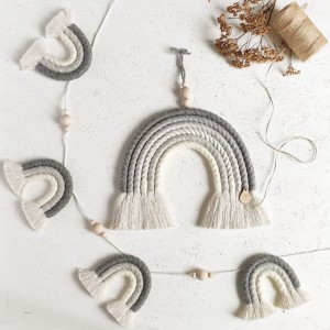 MIMOMO - GREY RAINBOW MACRAME FOR CHILDREN'S ROOM 6 COLORS