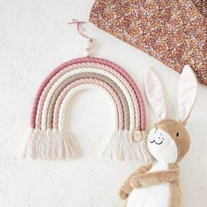 MIMOMO - BEIGE-PINK RAINBOW MACRAME FOR CHILDREN'S ROOM 6 COLORS
