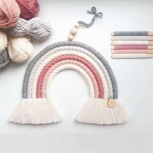 MIMOMO - GREY-PINK RAINBOW MACRAME FOR CHILDREN'S ROOM 6 COLORS