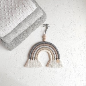 MIMOMO - BEIGE-GREY RAINBOW MACRAME FOR CHILDREN'S ROOM 5 COLORS