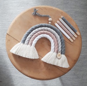 MIMOMO - GREY-PINK RAINBOW MACRAME FOR CHILDREN'S ROOM 4 COLORS