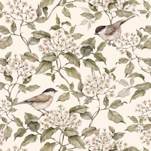 DEKORNIK - WALLPAPER BIRDS AND BEIGE SPRING