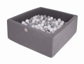 dark grey square dry pool with balls