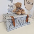 wicker suitcase gray