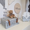 wicker suitcase gray